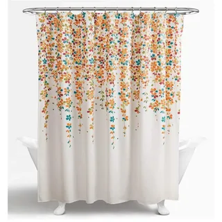 Duschvorhang 183x183 cm mit weinenden Blumen, Türkis, Lush Decor, Badezimmer
