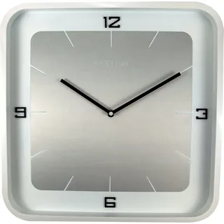 NeXtime Square Wall Wanduhren, Metall und Kunststoff, Weiß, 40 x 40 x 4 cm