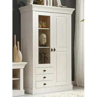 Massivholz Vitrinenschrank weiß Kiefer massiv Highboard Vitrine Schrank Landhaus