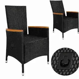 CASARIA Polyrattan Gartenstuhl 63 x 68 x 108 cm schwarz 2 St.