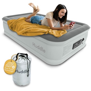 Huddle - Luxuriöse selbst aufblasbare Matratze mit patentierter SlumberGuardTM Pumpe | Komfortables Gästebett oder Luftmatratze zum Campen | Kein Druckverlust in der Nacht | Größe: Single