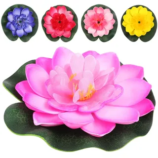 SEWACC Künstliche Schwimmende Lotusblumen 5 Stück 10 cm Eva Für Teich | Eva Material, Pflegeleicht, Für Teich, Haus Garten Terrasse, Kein Gießen Erforderlich