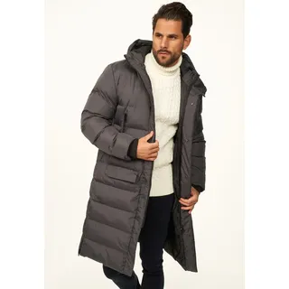 OneRedox Herren Parka mit Kapuze als Winterjacke - Langer Steppmantel Herren warme Pufferjacke Steppjacke - Langer Wintermantel - Dunkelgrau - L