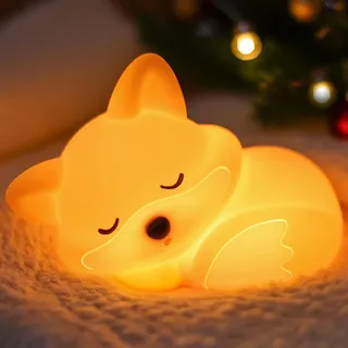 Fuchs Lampe,Niedliches Fox Nachtlicht,Dimmbares Silikon Tier Kinderzimmer Nachtlicht Nachttisch Lampe,Fuchs Geschenke für Kinder Jungen Mädchen Schlafzimmer Dekoration,LED Room Lighting (Color11)