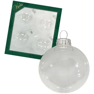 Krebs Glas Lauscha Weihnachtskugeln Uni-Design Clarissa Transparent 8cm