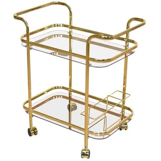 Mid.you Servierwagen, Messing, Metall, Glas, Uni, rechteckig, 69x75x44 cm, einfacher Aufbau, Esszimmer, Barmöbel, Barwagen