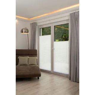 Khome Klemmfix-Plissee weiß Pisa Ausbrenner Stone weiß 55 x 210 (B x L)