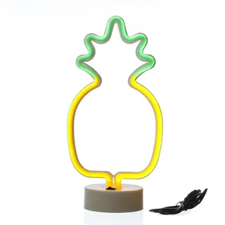 SATISFIRE LED Neonlicht ANANAS Neonschild Neon Leuchtfigur USB Batterie 33cm