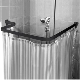 Euroshowers GmbH Duschvorhangstange Euroshowers Duschvorhangstange Flexibel Formbar 300 cm Schwarz, 1-läufig, Wand, Decke, Schrauben, Aluminium, Kann von Hand gebogen werden schwarz