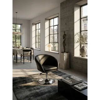 KADIMA DESIGN Loungesessel Design Relaxsessel SPM2.157 Loungesessel Kunstleder Cocktailsessel (Leder-Optik, Drehstuhl Modern, Loungesessel Wartezimmerstuhl), schwarz, Sessel Drehbar, Esszimmerstuhl 120 kg, Clubsessel schwarz