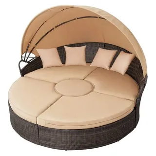 Feel2Home Sonneninsel Polyrattan Sonneninsel 180cm Gartenmuschel Sonnenliege versch. Farben, Stück, wasserabweisend braun