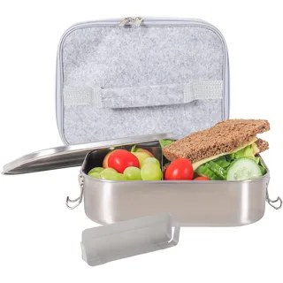 Gadgy Brotdose mit fächern - Mit Auslaufsicherem Deckel und verstellbarem Trenner - Für Kinder geeignet - Brotdose Edelstahl 1400ml - Spülmaschinen- und gefrierfest - Inklusive Tasche
