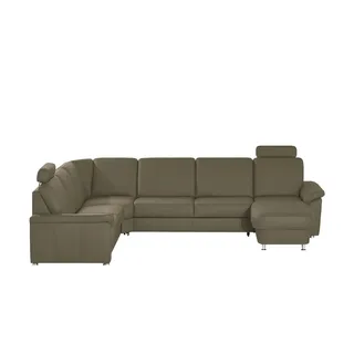 meinSofa Wohnlandschaft Leder Carolin , grau , Maße (cm): B: 330 H: 91 T: 240.0