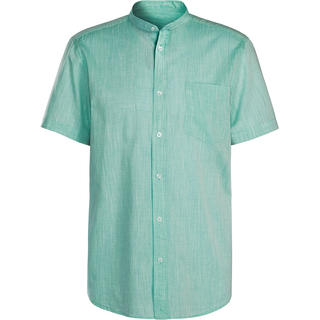 Kurzarmhemd H.I.S "- Freizeithemd mit Strukturoptik, bis Größe 5XL", Herren, Gr. XXL (45/46), N-Gr, grün, Web, Obermaterial: 100% Baumwolle, unifarben, regular fit, Rundhals, abgesteppte Kante, Hemden, Regular Fit, Stehkragenhemd mit Brusttasche, reine Baumwolle