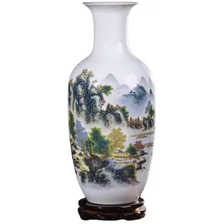 Chinesische Keramikvase mit Ständer, weiß, große chinesische Vase, Porzellan, Blumenvase, chinesische antike Keramikvasen, traditionelle dekorative Vase, E||H 37 cm