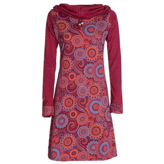 Vishes Jerseykleid Langarm Kleid Schal-Kleid Winterkleider Baumwollkleid Hippie, Goa, Ethno Style rot 36