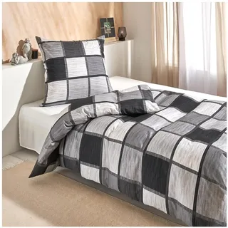 Traumschlaf Verso Kariert Mako-Satin Grau 135 x 200 cm + 80 x 80 cm