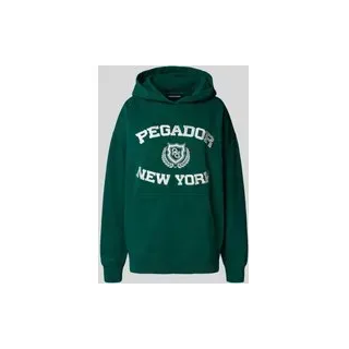 Oversized Hoodie mit Logo-Stitching Modell 'Frieda', Dunkelgruen, XS