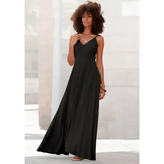 LASCANA Maxikleid aus gewebter Viskose, Cut-Out am Rücken, Sommerkleid schwarz 36
