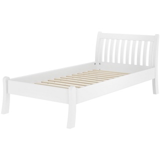 ERST-HOLZ Bett Einzelbett hohe Sitzkante Kiefer weiß 100x200 cm, Kieferwaschweiß weiß