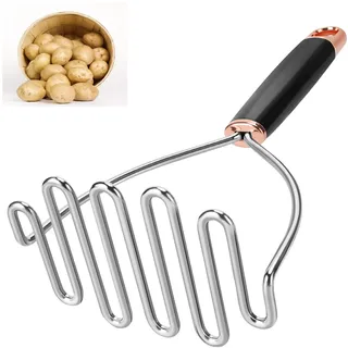 Alinnart Kartoffelstampfer aus Edelstahl, robust, Kartoffelpüree, bestes Stampfer Küchenwerkzeug für Bohnen, Avocado, leicht zu reinigen – 26 cm (Roségold)