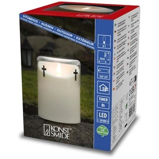 Konstsmide LED Gedenklicht/Grablicht, mit 8h Timer, 1 flackernde warm weiße Diode, batteriebetrieben, Außen (IP44), Batterie: 2x D 1.5V (exkl.) - 1868-170