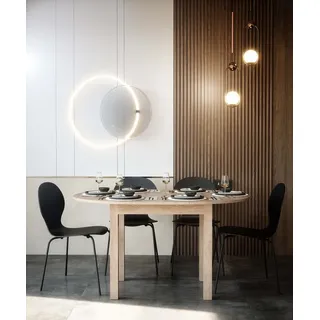 Newroom Esstisch rund Sonoma Eiche 100 cm, rund ausziehbar bis 140 cm Sonoma Eiche Küchentisch Speisetisch beige rund | 100 cm x 76 cm x 100 cm
