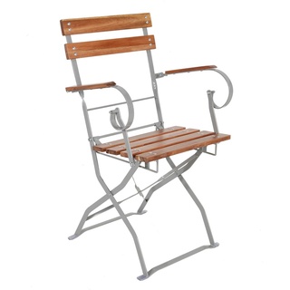 Biergarten Sessel mit Armlehnen - 84 x 53 cm - Bistro Klappstuhl aus Akazien Holz - klappbarer Garten Balkon Terrassen Stuhl