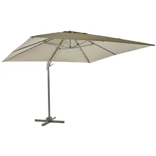 Sonnenschirm Linz 3x3 m von Brafab, aus Aluminium mit neigbarem Schirm, quadratisch, hellgrau/beige