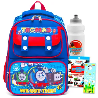 Thomas der Zug Mini-Rucksack für Kinder – Bundle mit 30,5 cm Zug Vorschultasche mit Wasserflasche, Aufklebern, mehr | Thomas und seine Freunde kleines Rucksack-Set für Mädchen, Jungen, Kleinkinder - Thomas the Train Backpack Small
