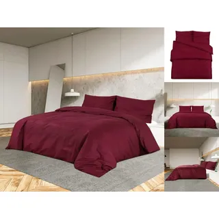 vidaXL Bettwäsche-Set Bordeauxrot Mikrofaser 240 x 220 cm