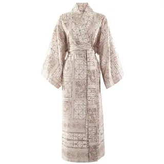 Bassetti Kimono BOLSENA, wadenlang, Baumwolle, Gürtel, aus satinierter Baumwolle beige L-XL