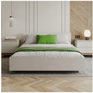 FDM Stauraumbett Bett Stauraumbett PERU Bettgestell 90x200, 140x200 & weitere Größen (verfügbar 90x200 120x200 140x200 160x200 180x200cm, Bettrahmen, Bett, mit großen Kopfteil, mit Bettkasten zum aufklappen), mit/ohne Matratze weiß 120 cm x 200 cm