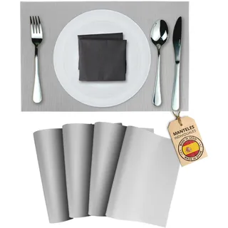 MONDIROSO.4er-Pack abwaschbare Platzsets. rutschfeste Tischsets für Esstisch und Küche.(4,Silber)