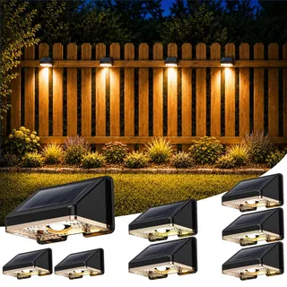 Delaiglow Solarlampen für außen wand, solar wandleuchte aussen, IP67 Wasserdichte Gartenleuchten Solar Zaun Beleuchtung für Garten Balkon Terrasse solarleuchten Zäune Sonnenuntergang Gold 8er