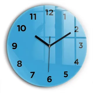Tulup Wanduhr Modernistische Glaswanduhr 60cm Uhr aus gehärtetem Glas blau