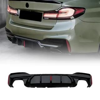 Heckstoßstange Diffusor Lippe mit Licht für BMW 5er G30 G31 M Sport 2018-2023 Schwarz