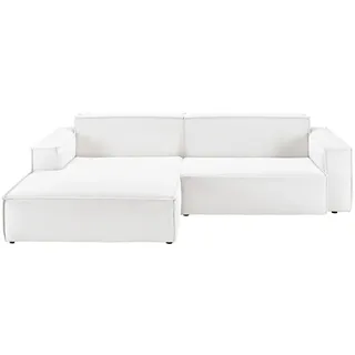 KAWOLA Ecksofa Cord 2-Sitzer Weiß
