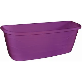 Blumenkasten Maya aus Kunststoff mit Bewässerung und Balkonkasten Haltern, Farbe:Purple