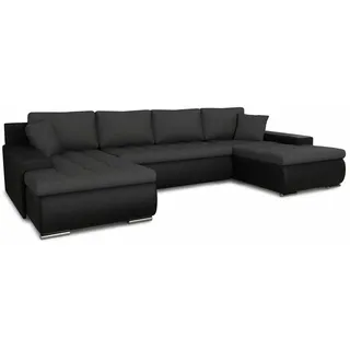 Sofnet Wohnlandschaft Kunstleder 7-Sitzer Schwarz/Grau