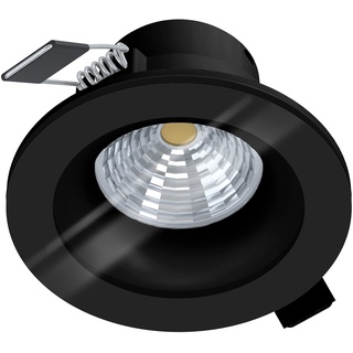 EGLO LED Einbaustrahler Salabate, LED Spot dimmbar aus Aluminium und Glas, LED Einbauleuchte in Schwarz, Klar, LED Bad-Einbaustrahler warmweiß, IP44, Ø 8,8 cm