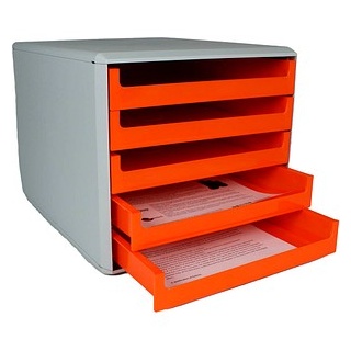 M&M Schubladenbox  orange 30050959, DIN A4 mit 5 Schubladen