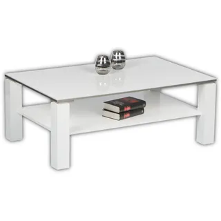 Stolkom Couchtisch weiß - geräumiger Sofatisch mit zwei Ebenen für Ihren Wohnbereich - 110 x 41 x 70 cm (B/H/T)