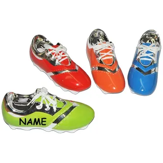 alles-meine.de GmbH Sparschwein Fußball Schuh incl. Name - Porzellan/Keramik - stabile Sparbüchse Spardose Kinder Fussball