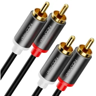 deleyCON Cinch Kabel RCA 1,0m (Extra Dünn & Flexibel)