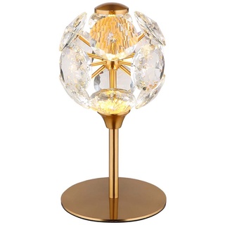 Tischlampe Nachttischlampe Tischleuchte gold LED Wohnzimmerlampe Kristall klar