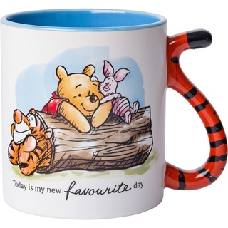 Silver Buffalo Disney Winnie the Pooh Today Is My New Favorite Day Tigger's Tail geformter 3D-Griff, Keramikbecher, 590 ml