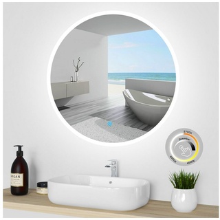 duschspa Badspiegel LED Badspiegel Rund Spiegel Touch/Wandschalter 50-100cm, Warm/Neutral/Kaltweiß+dimmbar+Memory+auto Abschaltung Ø 50 cm
