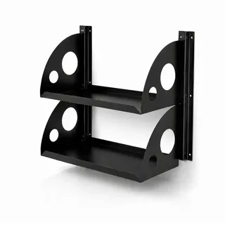 QLS Wandregal Regalsystem aus Stahl Pulverbeschichtet schwarz, Modular, individuell kombinierbar und jederzeit erweiterbar
