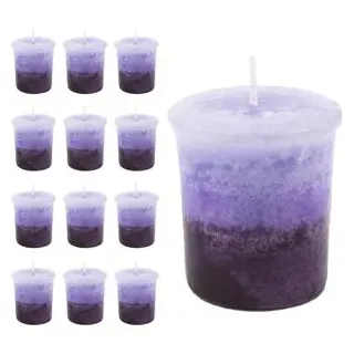 pajoma Duftkerzen 91204, Lavendel, Votivkerzen, marmoriert, 12 Stück